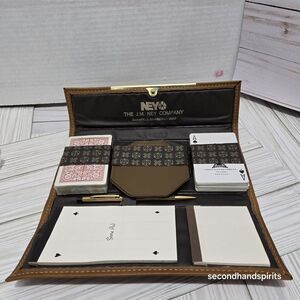 Vintage J.M.Ney Co  2 Deck Playing Cards in Case w/Pencil & Score Pad.